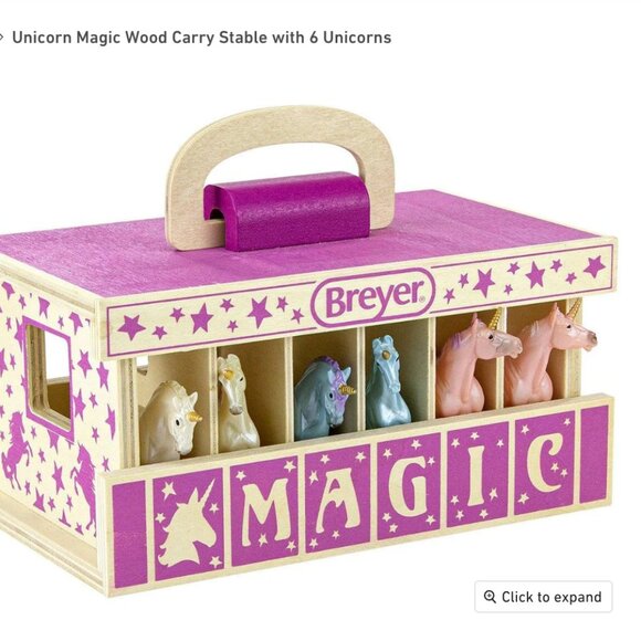EUC Unicorn Magic Wood Carry Stable with 6 Unicorns - Picture 1 of 8